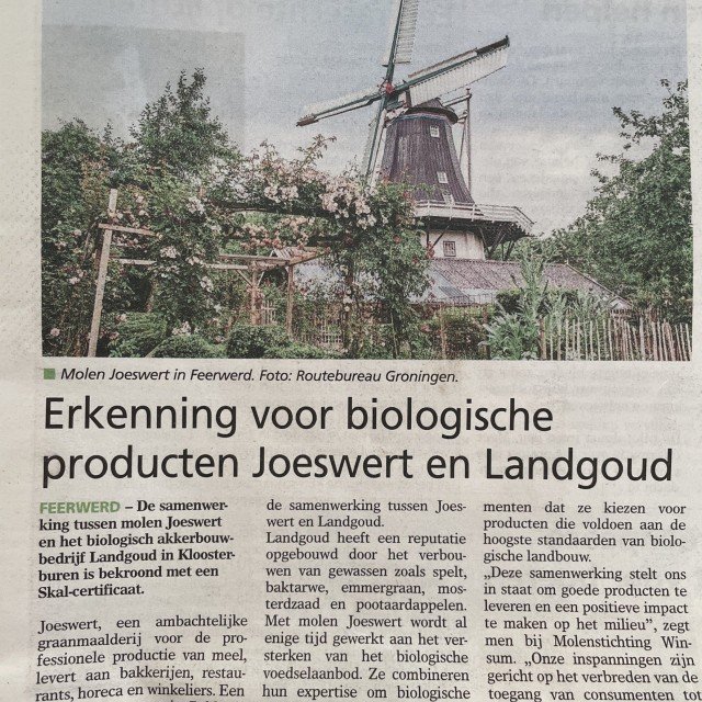 Erkenning biologisch molen Joeswert